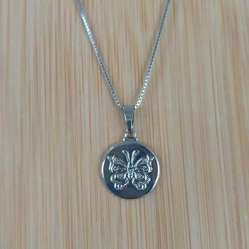 Colar Veneziana Pingente Medalha Borboleta Diamond